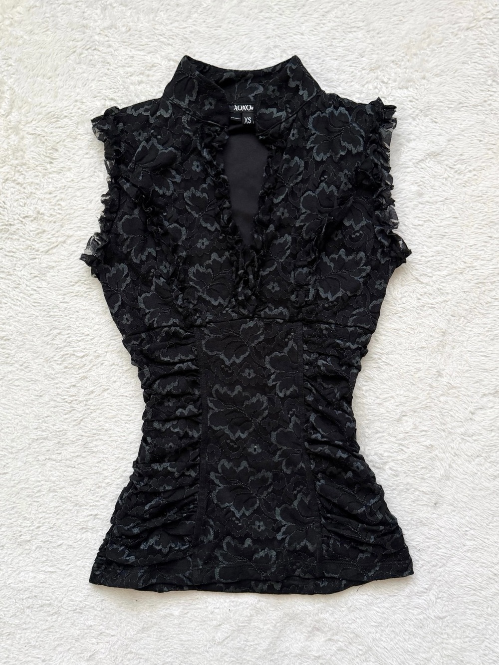 Ethereal Vintage 90s XOXO corset-like laced blouse top